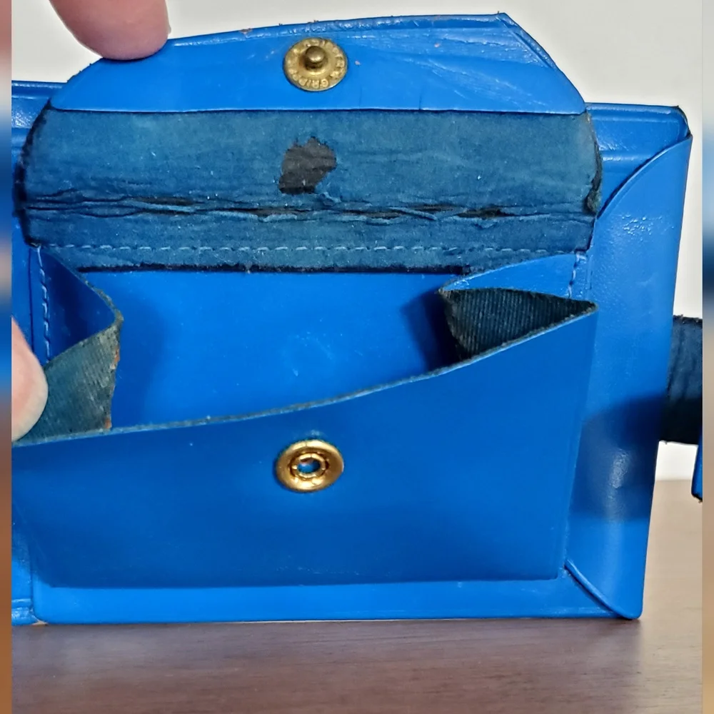 Brentshire Montgomery Wards 1950's Cobalt Blue Leather Bi-Fold Wallet